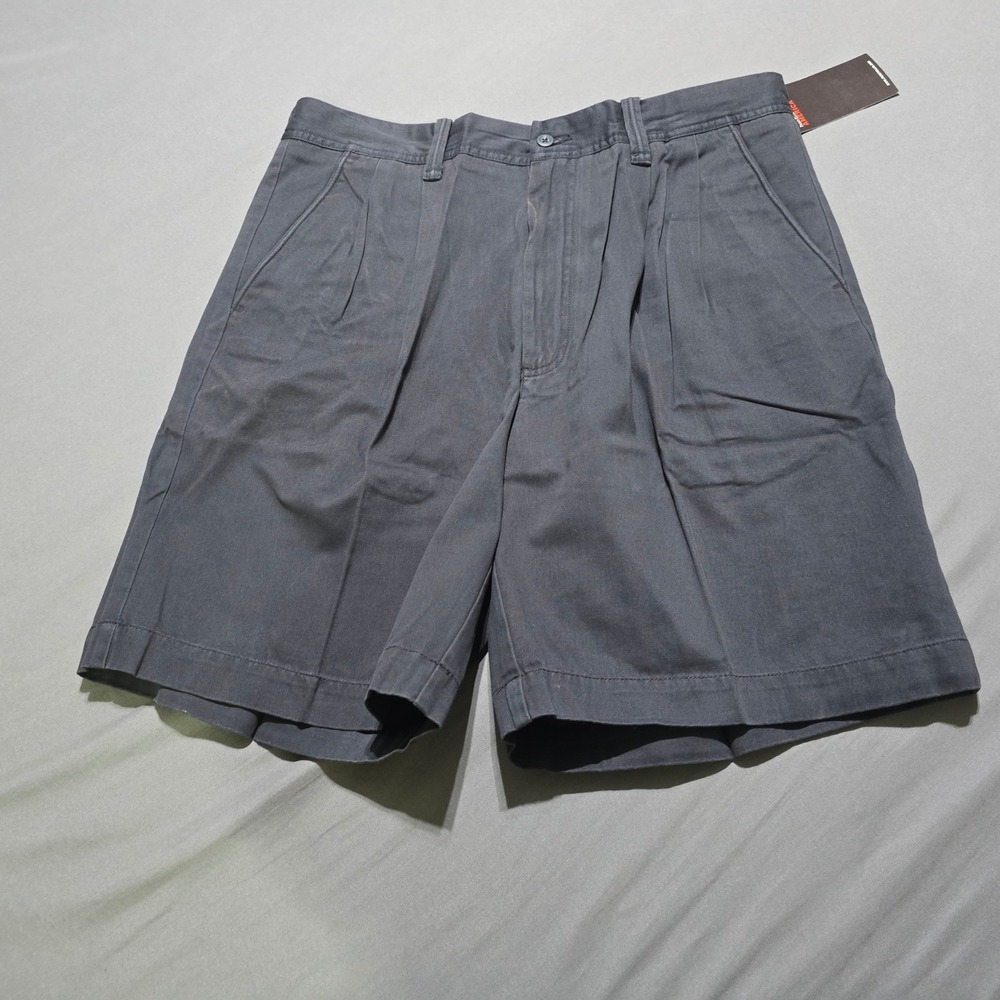 Perry Ellis America Shorts Mens 36 Gray Pleated 100% Cotton NWT  VTG y2k